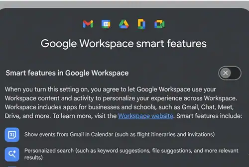 Disable Gemini Google
