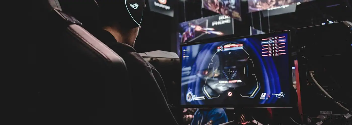 Gaming setup with multiple monitors and peripherals